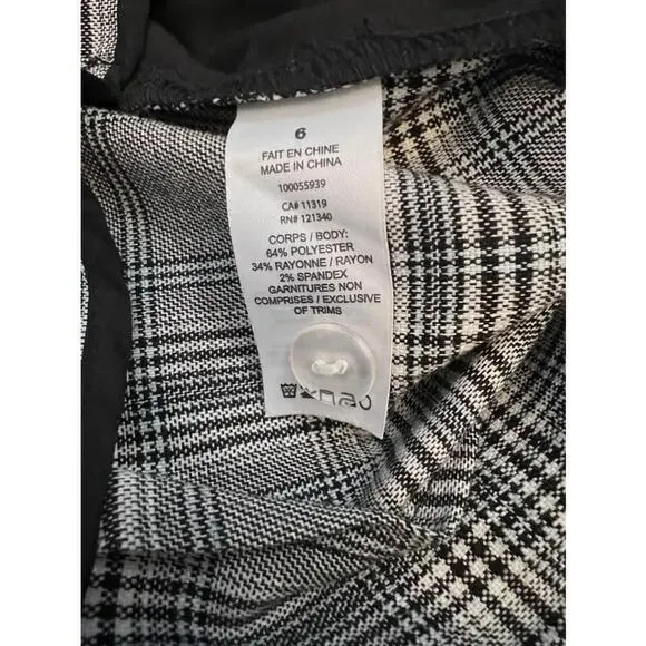 DYNAMITE Grey Plaid High Waist Straight Leg Cropped Dress Pant Y2K Trouser 6 - Picture 9 of 10